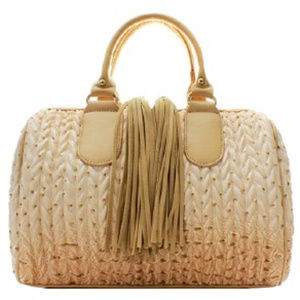 Faux Ostrich Handbag with Fringe Tassel